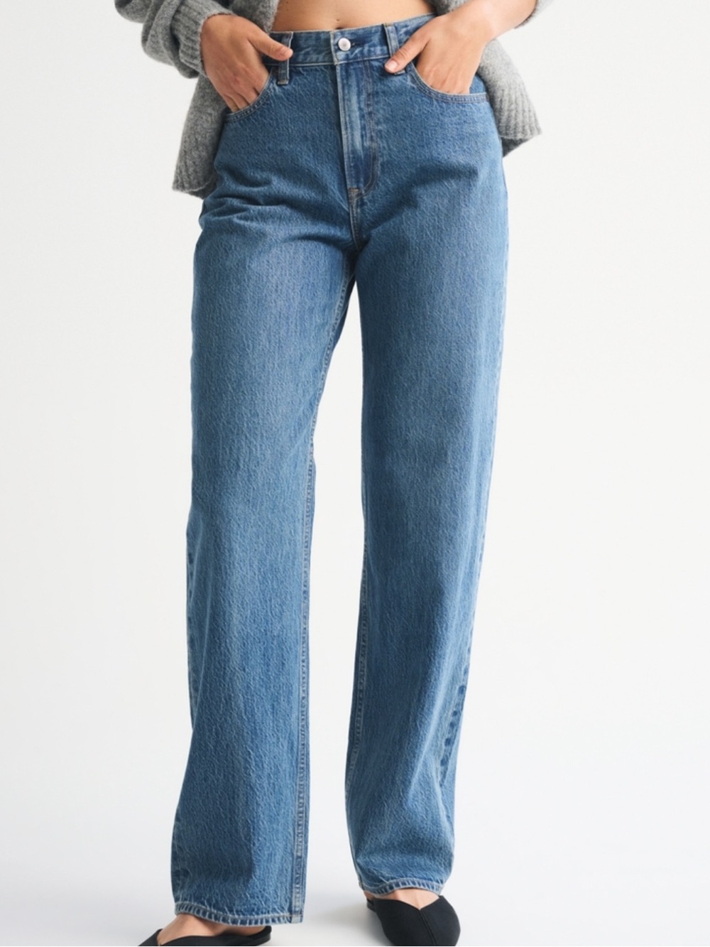 Abercrombie & Fitch High Rise Loose Curve Love Wide Leg Jeans 24